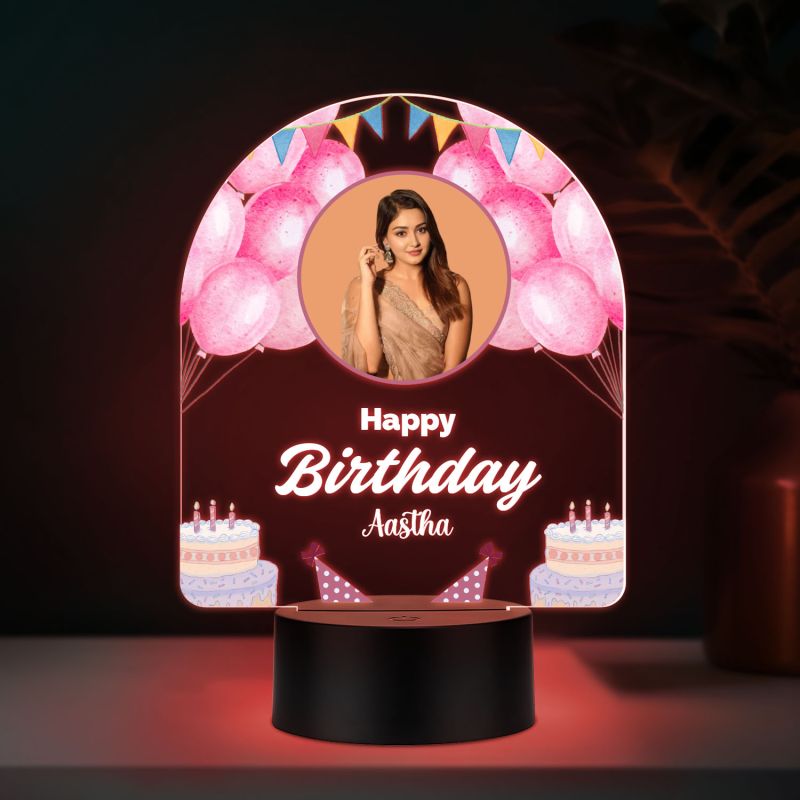 Personalized Acrylic Printed Happy Birthday LED Table Lamp with 7 Color Changing Light Birthday Gift for Girlfriend, Boyfriend, Husband, Wife, Brother, Sister & Friends